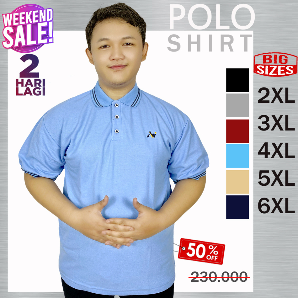 Polo Shirt Pria Baju Kaos Kerah Polo Kemeja Size Jumbo 2XL 3XL 4XL 5XL 6XL - ALWI SADAMAH