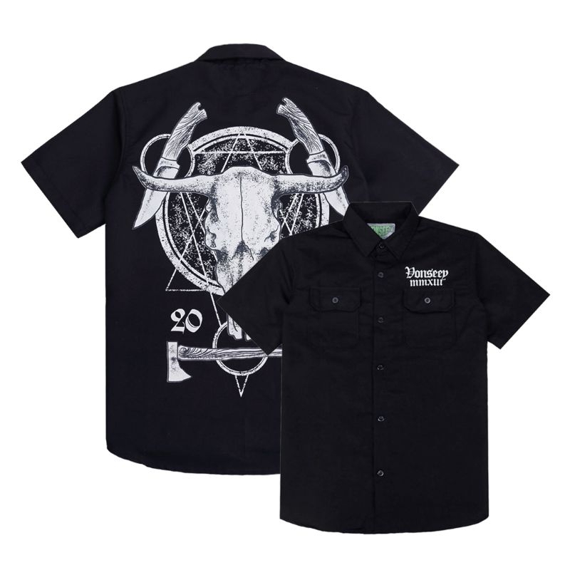 WORK SHIRT CASUAL PRIA KEMEJA CASUAL SKULL BONE KEMEJA JAPAN DRILL