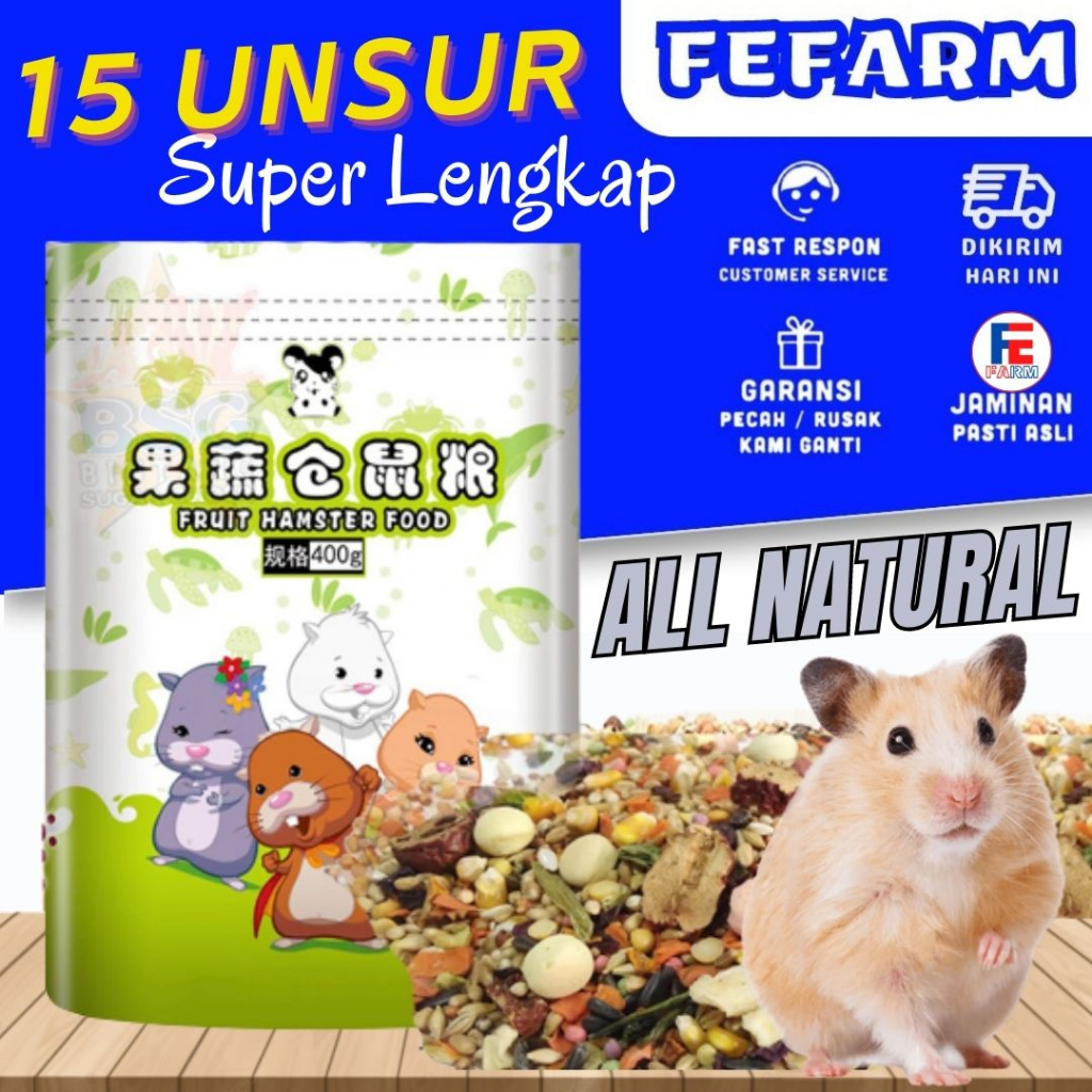 Makanan Hamster Komplit Hamster Food Natural 400g FEFARM