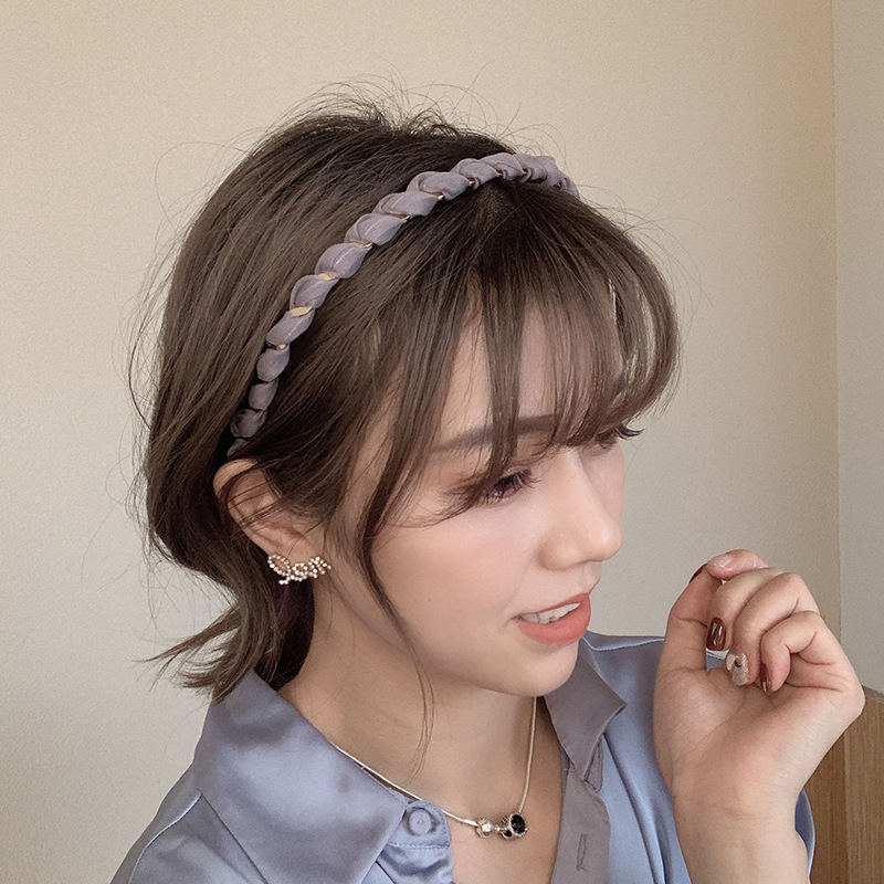 SS BANDO KOREA WANITA DEWASA SATIN TRANSPARAN LILIT EMAS BANDANA MODEL SPIRAL TALI KEPANG HEADBAND AKSESORIS RAMBUT FASHION KEKINIAN CANTIK IMPORT