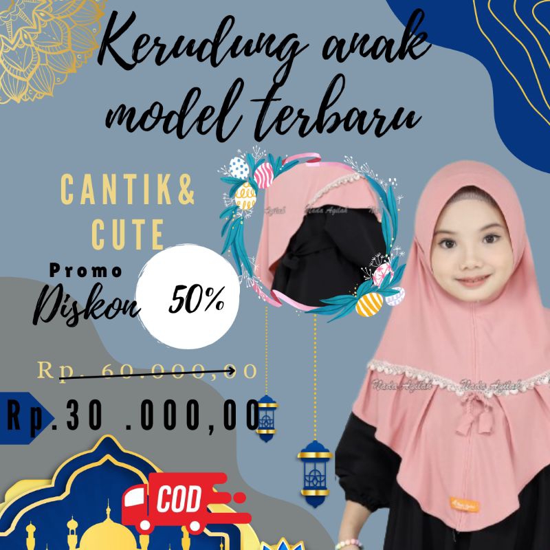 jilbab kerudung bergo anak cantik umur 4-10 tahun kualitas premium
