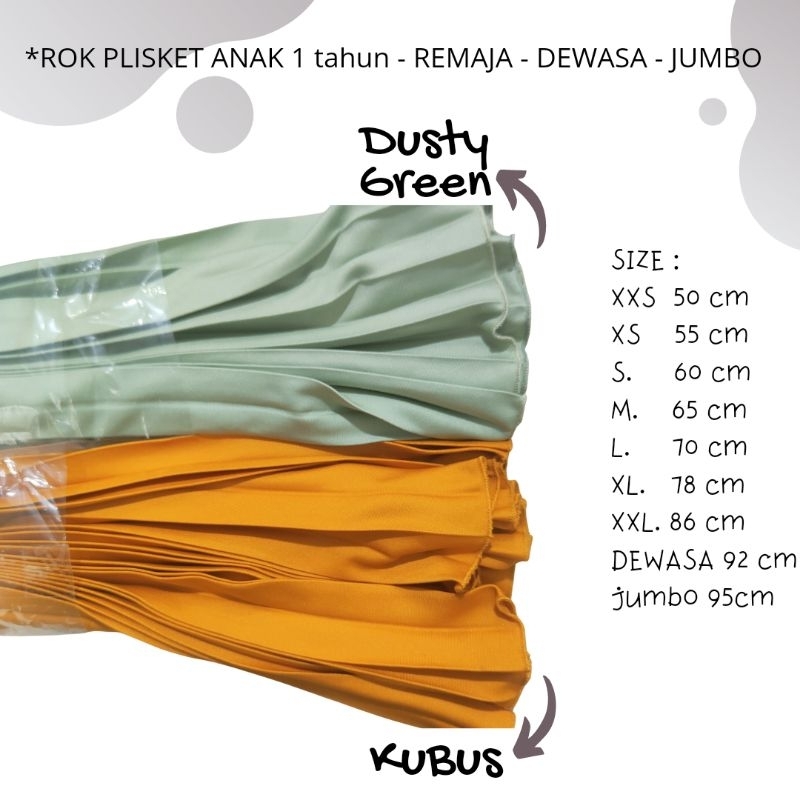 AM27 ROK PANJANG PLISKET PAYUNG Anak 1-12 thn POLOS PLEATED SKIRT MUSLIM