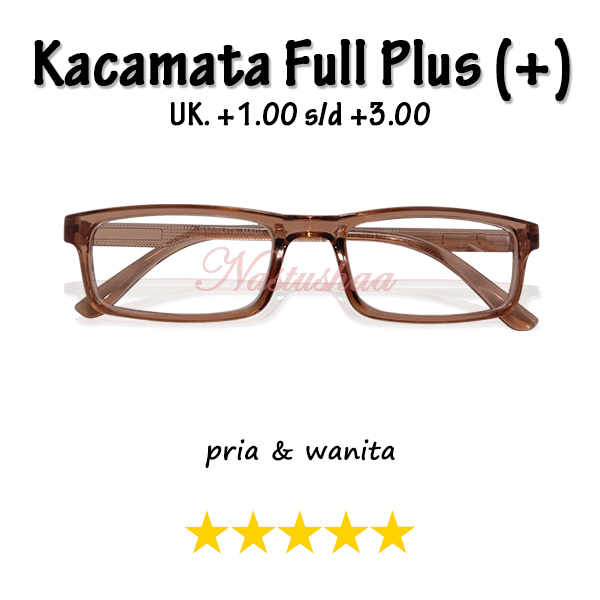 Kacamata Lensa Plus (+) Uk. +1.00 s/d +3.00 Bingkai Persegi Panjang Warna Coklat Rabun Dekat Untuk Pria dan Wanita FREECASE