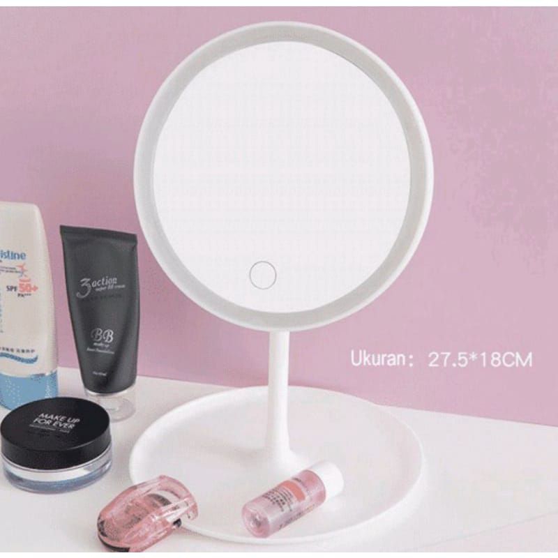 Cermin Rias Kaca Rias LED MIRROR Bulat Tombol Touch Screen