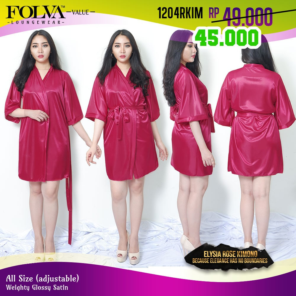 FOLVA Baju Tidur Piyama Wanita Kimono Bridesmaid robe satin all size