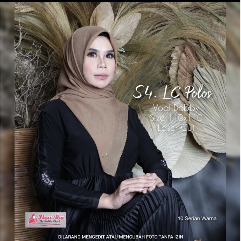 724 Jilbab Doa ibu S4 Dobby Polos Lasercut/Hijab Doi segiempat ori By Bunyamin
