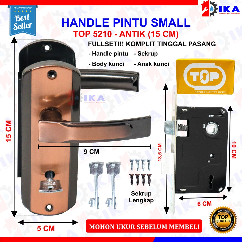 Kunci Pintu Rumah Set Top i Series Antik / Gagang Ukuran Kecil / Kunci Pintu Rumah Handle Slot Set Kecil Top / (KOMPLIT LGS PASANG) GAGANG PINTU NAPOLI 15 CM SET + KUNCI PINTU / TARIKAN KAMAR RUMAH EKONOMIS AWET