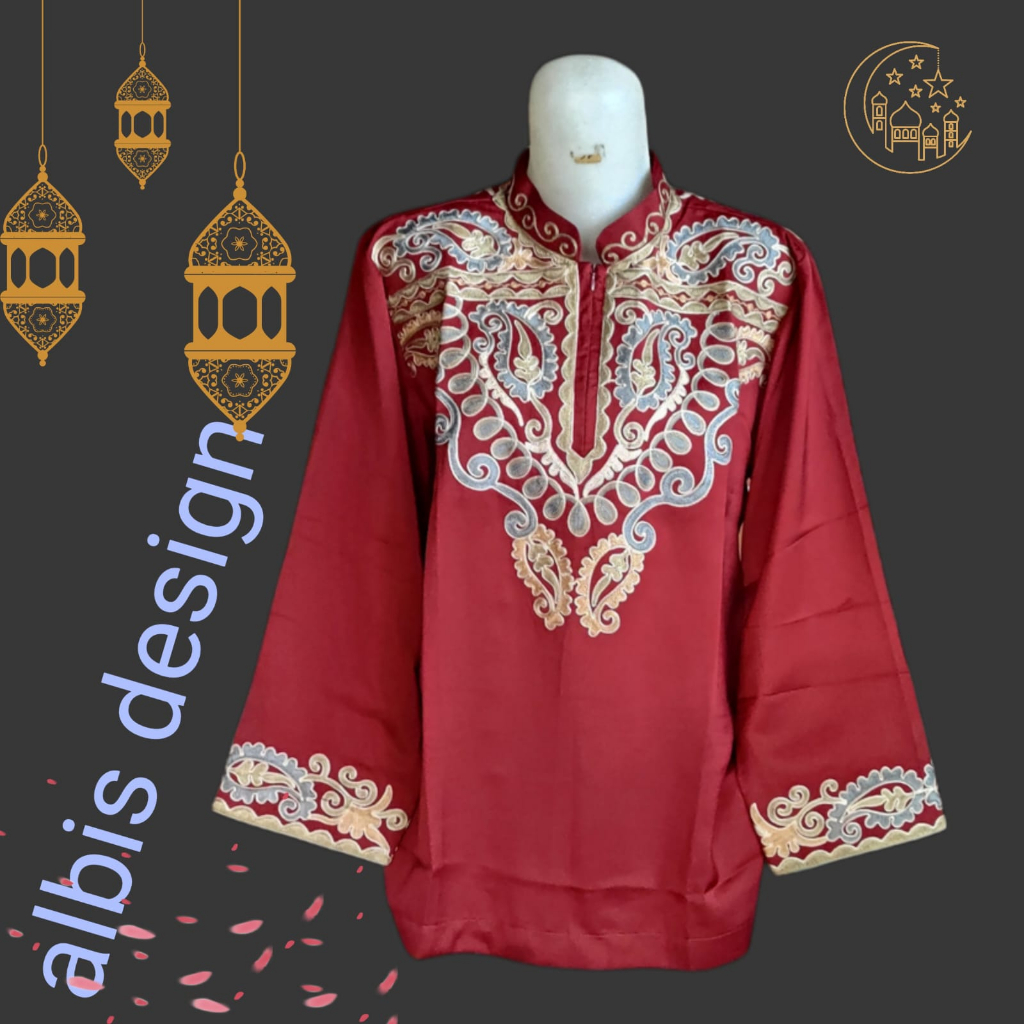 Original Koko Bordir Stik Albis Design Untuk Anak 11-12 Th