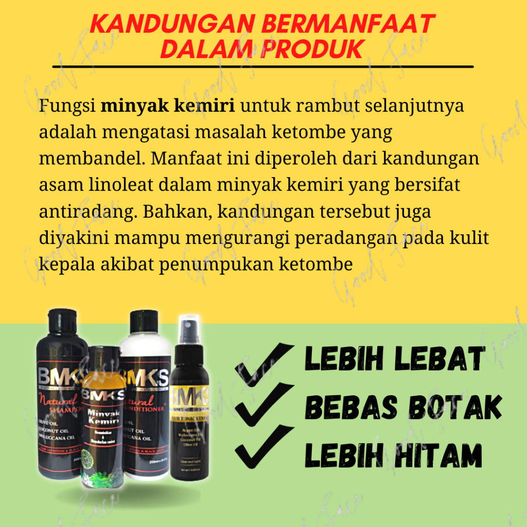 PENUMBUH RAMBUT AMPUH BMKS PAKET 4IN1 SHAMPO- CONDITIONER - MINYAK KEMIRI - HAIR TONIC BPOM