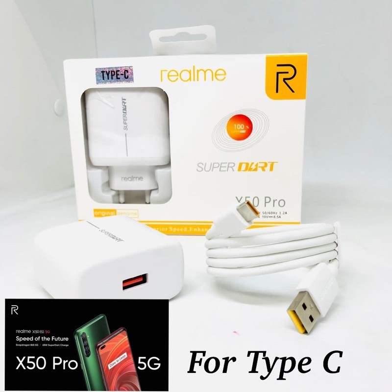 charger casan realme Usb type C super vooc Fast charging 65W Original