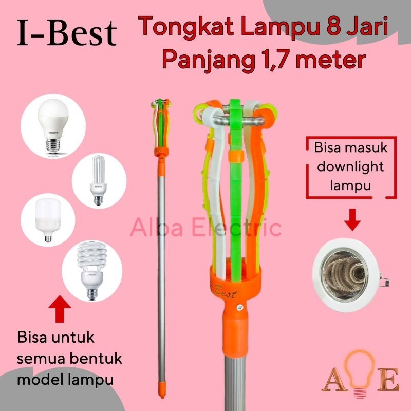 TONGKAT LAMPU 8 Jari 1,7m I-Best Tongkat Lampu 8 Jari 1,7 meter Ibest I Best Bisa untuk Downlight Tongkat Lampu 8 Jari Downlet