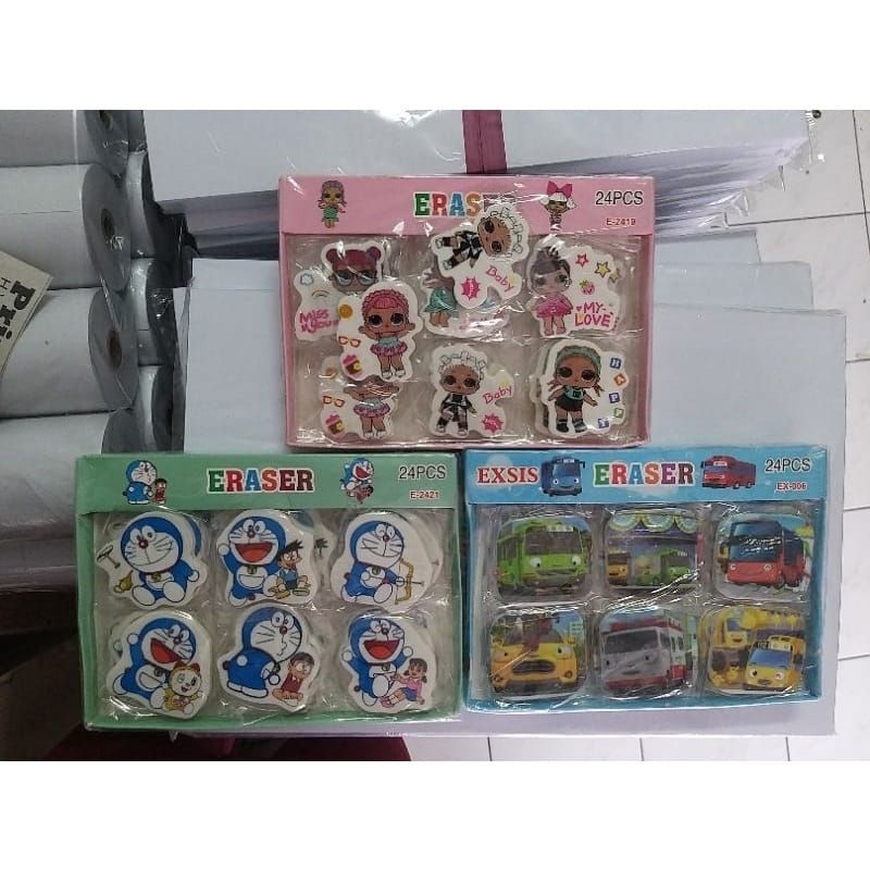 

[ BOX ISI 24 ] PENGHAPUS PENSIL KARAKTER / FANCY / 2B / HB / 4B