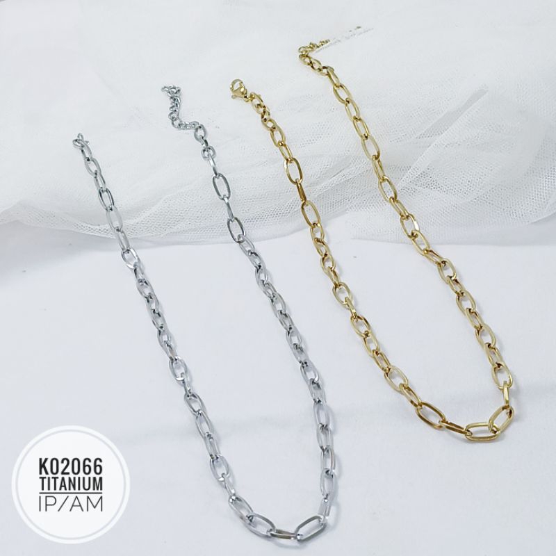 Kalung Fashion rantai Hiphop Oval polos 45 cm K02066