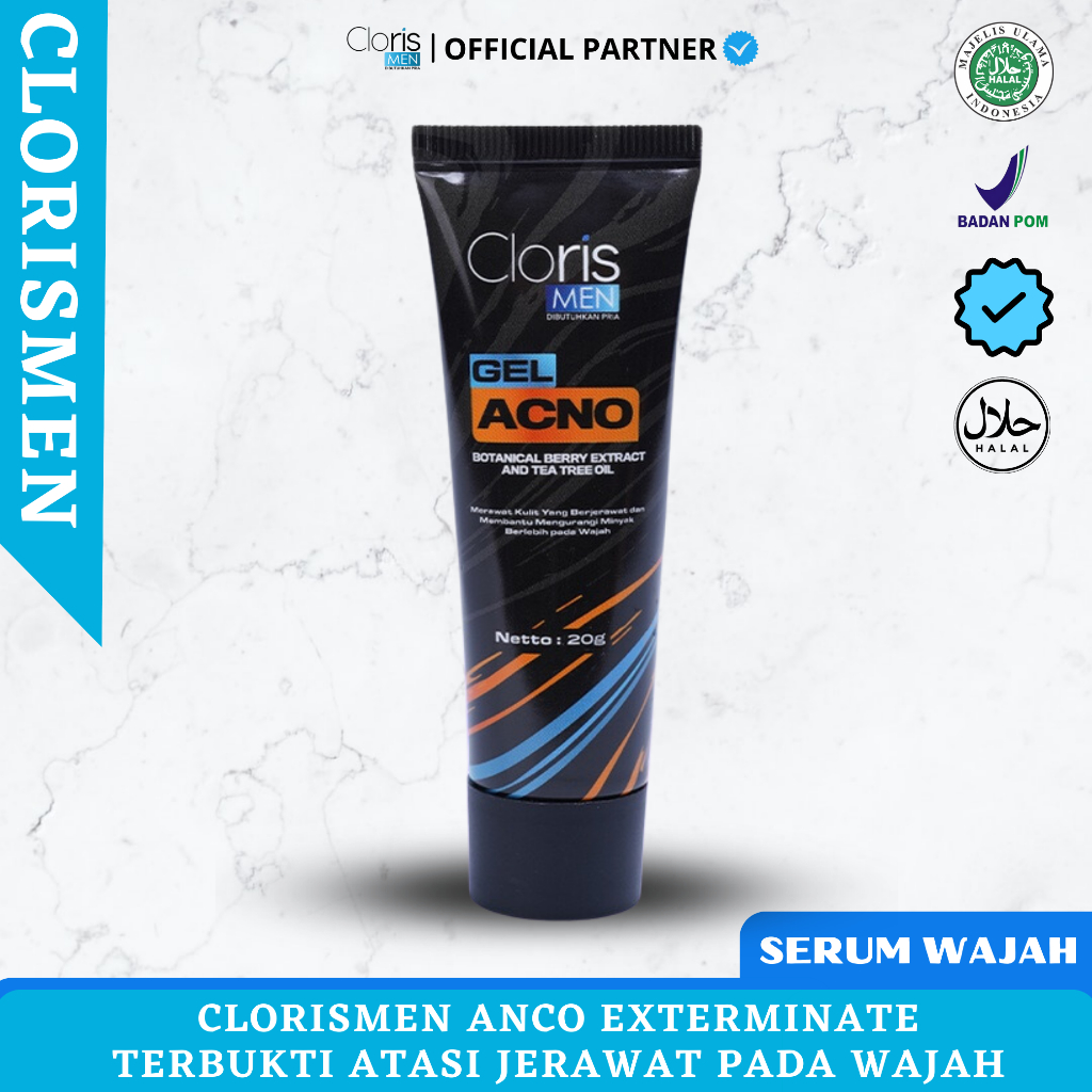 [ Agen Resmi ] Clorismen Acno Gel - Jel Wajah Pria untuk Menghilangkan Jerawat Aktif