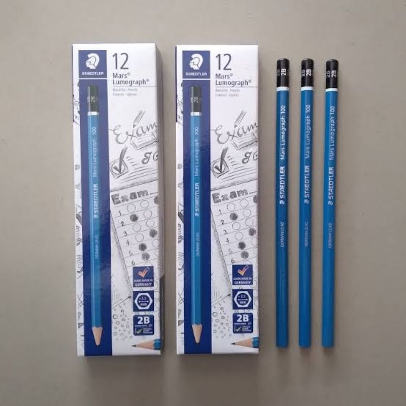 

[ PCS ] PENSIL 2B STAEDTLER MARS LUMOGRAPH 100 FOR EXAM ORI / PENSIL UJIAN / 2B