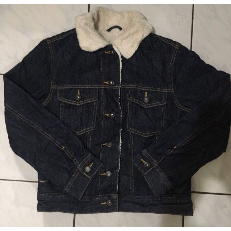 Uniqlo Gu Trucker Denim Sherpa Jacket