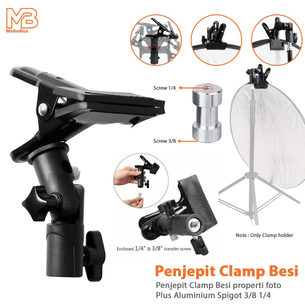 Penjepit Clamp Besi properti foto Plus Aluminium Spigot 3/8 1/4