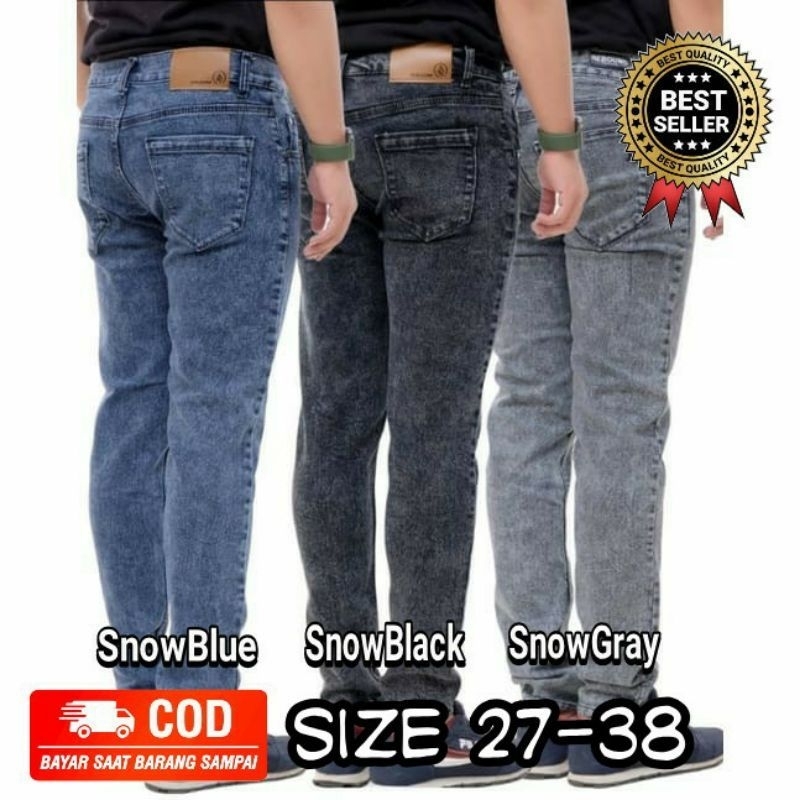 celana jeans panjang skiny slimfit//celana panjang terlaris//celana panjang snow black, snow blue, snow grey