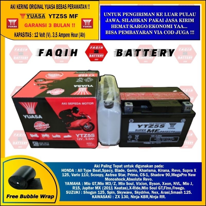 AKI MOTOR JUPITER MX NEW, MX KING, VIXION, FREEGO, XEON YTZ5S YUASA ORI MF