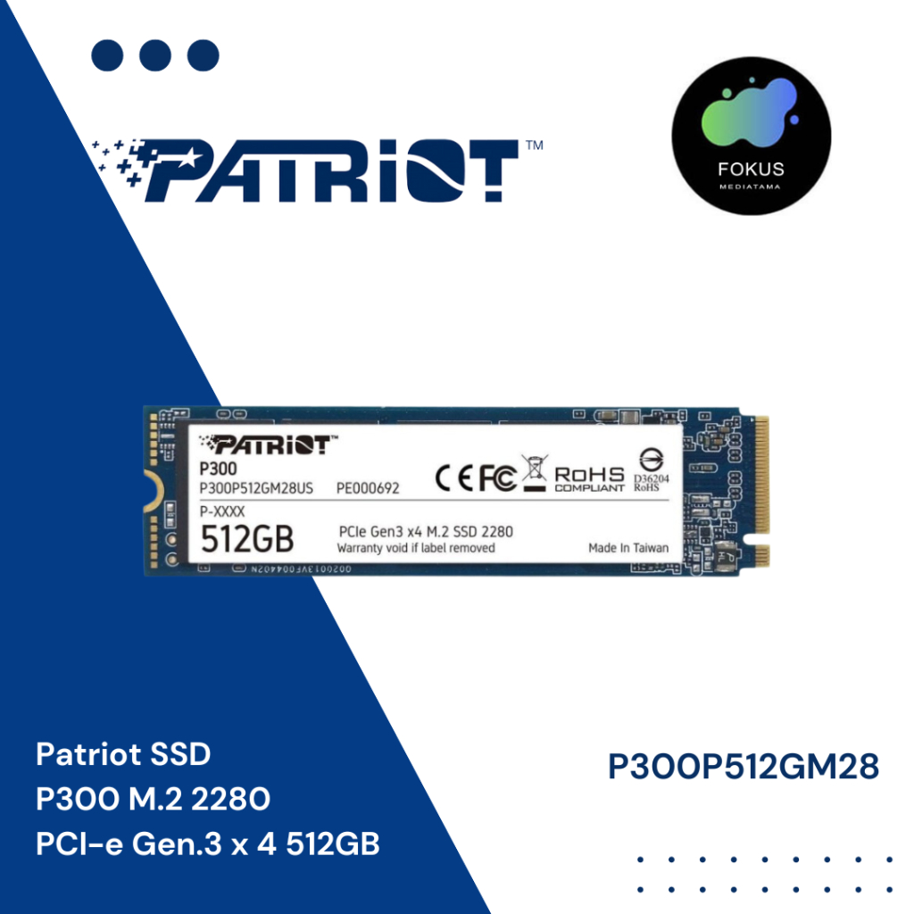 Patriot SSD P300 M.2 2280 PCI-e Gen.3 x 4 (NVMe 1.3) 512 GB