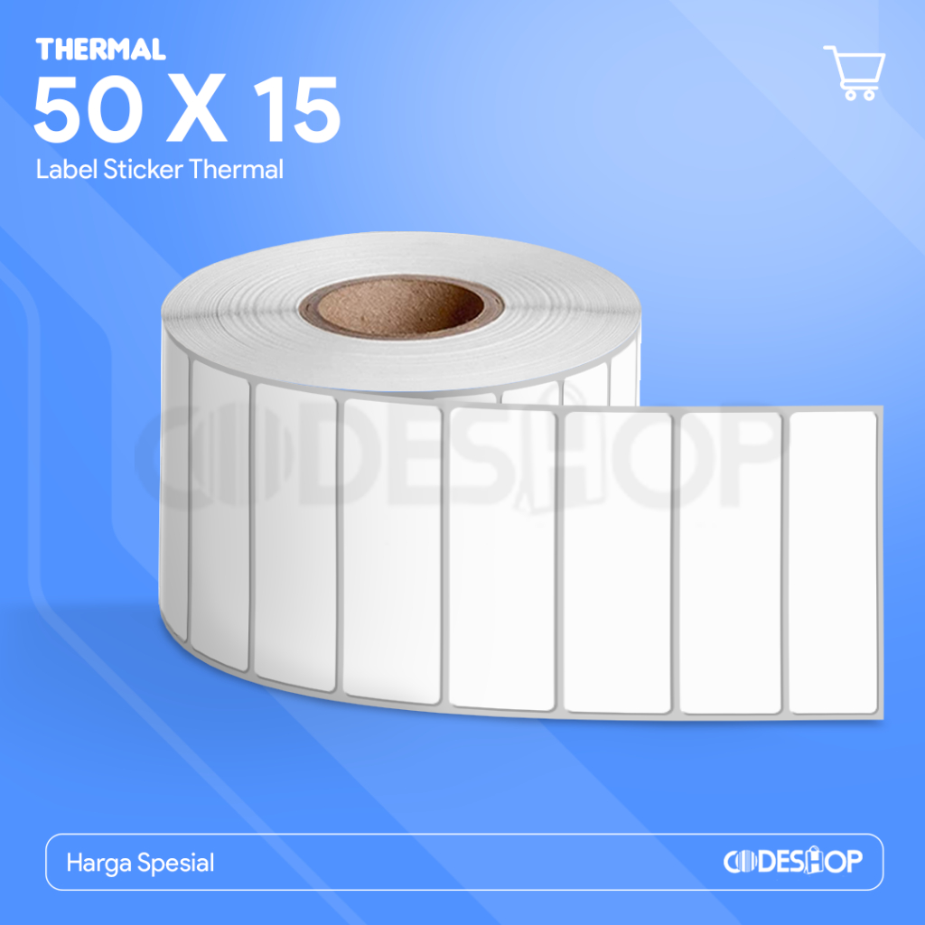 

Stiker Label Thermal 50 x 15 mm 1 Line isi 1000 Pcs Gap Perforasi