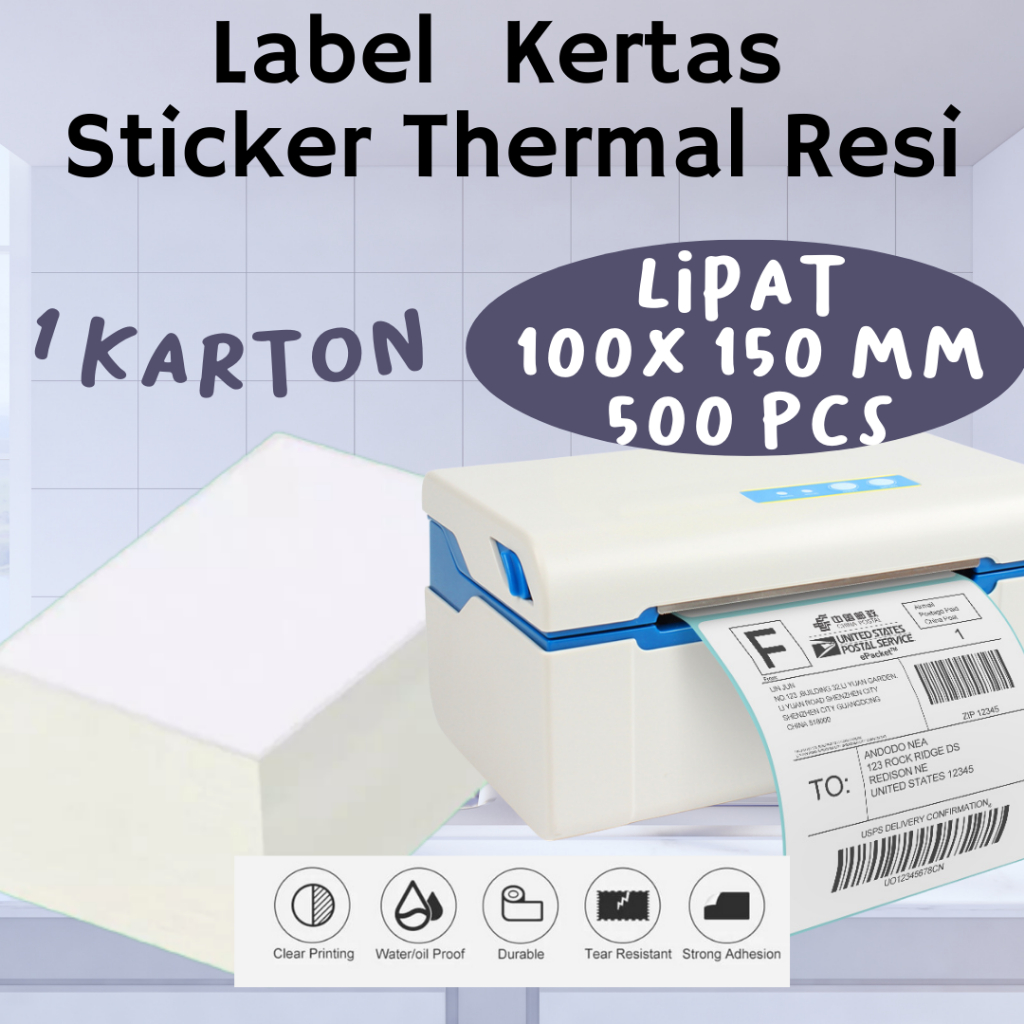 100 x 150 Thermal Label Direct Barcode 100x150 isi 500 LIPAT ( KARTON )