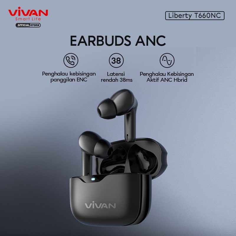 VIVAN Earphones Airbuds TWS Liberty T660NC Bluetooth 5.3 Headset Bluetooth Earbuds Semi In Ear