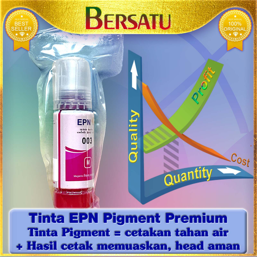 Tinta 003 Pigment Compatible Refill EPN Premium untuk Printer Epson L 1110 1210 1250 1256 3100 3101 3110 3150 3210 3250 3256 5190 5290 No Box