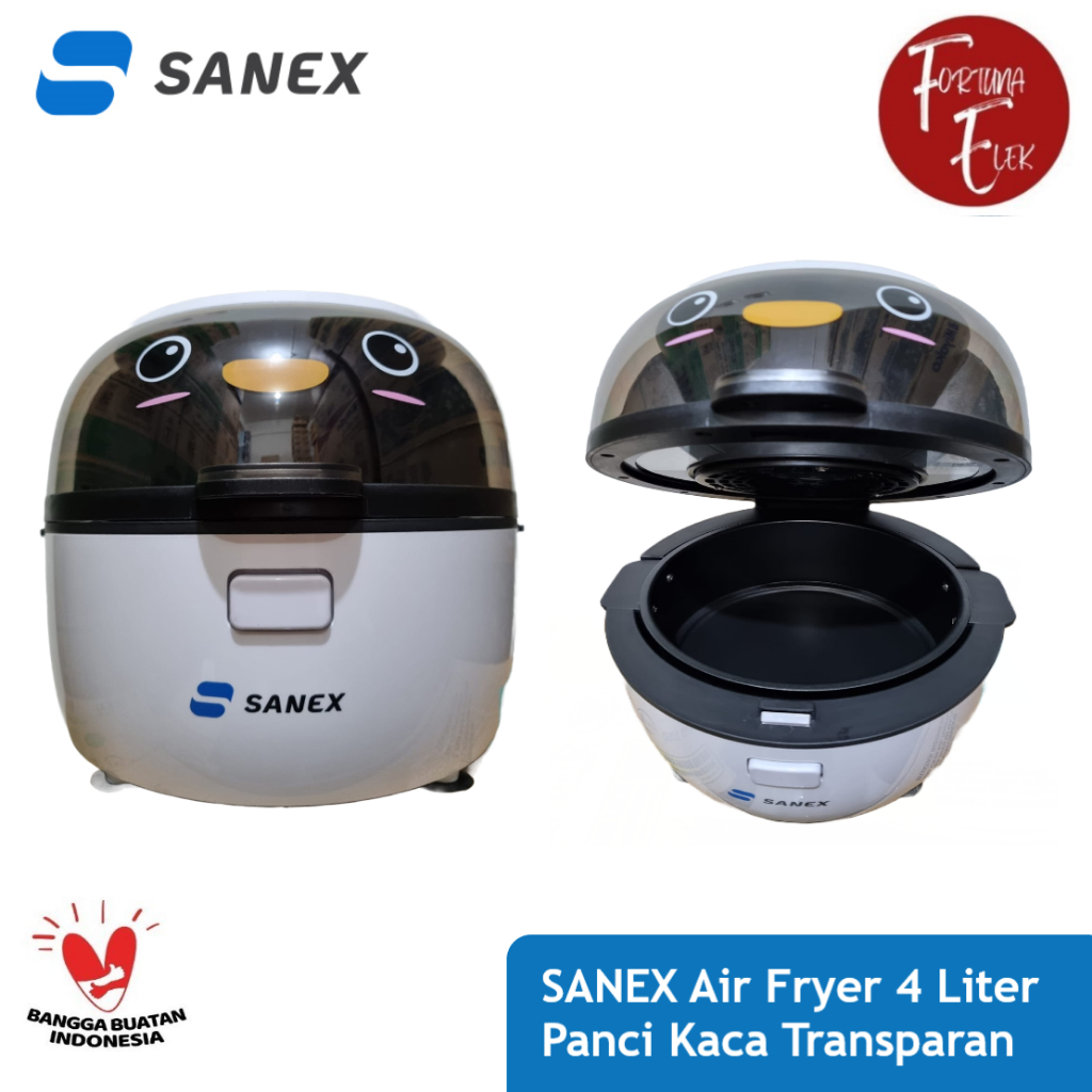 SANEX Air Fryer Penggorengan Tanpa Minyak 4 Liter Panci kaca Transparan SN-AF401G C-TRUE