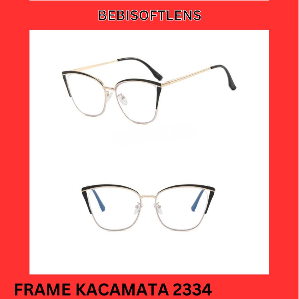 Kacamata Korea 2334 Kacamata Cat Eye, Kacamata Minus Normal , Kacamata Gaya Bluecromic Anti Radiasi Kaca Mata Minus Wanita Pria / BB