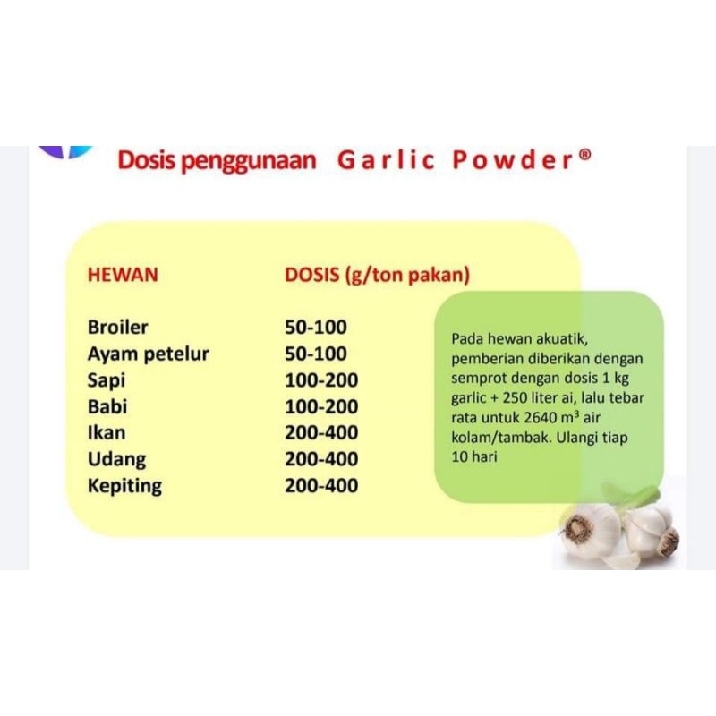 WEIFANG GARLIC POWDER 1KG - HERBAL GROWTH PROMOTOR - HGP PURE - FEED ADDITIVE HEWAN AYAM PETELUR PEDAGING SAPI