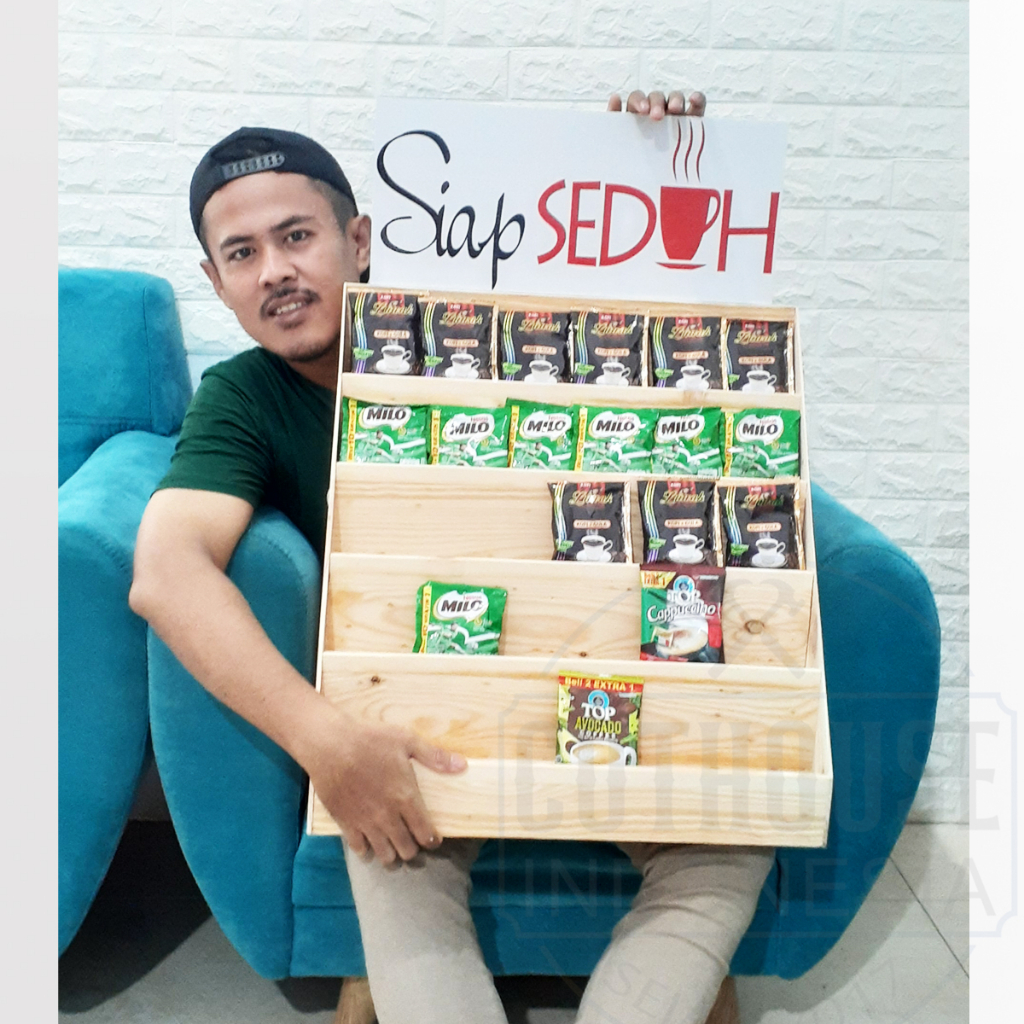 HSW018 - RAK SUSUN KAYU BESAR - Untuk Kopi, Mie Instan, Parfum, Liquid, Pomade, Rokok, Vapor Elektri