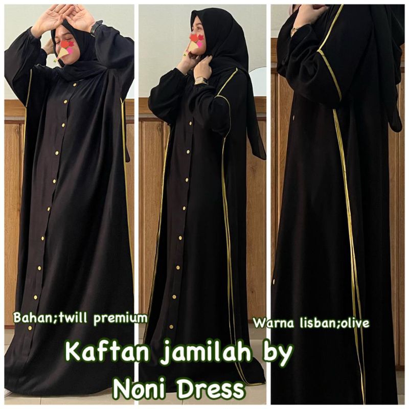 Kaftan Jamila hitam polos