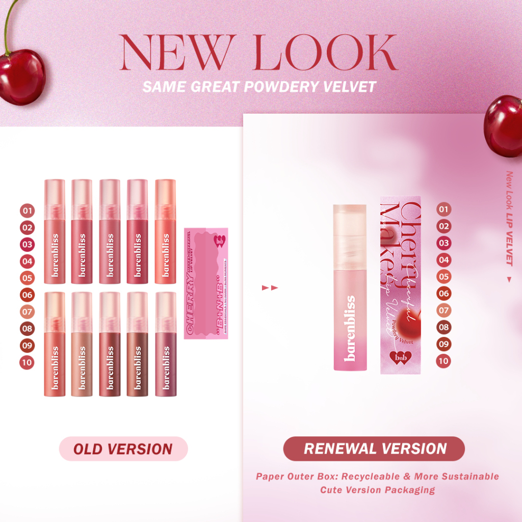 READY STOCK | BARENBLISS CHERRY MAKES CHEERFUL LIP VELVET ALL VARIANT