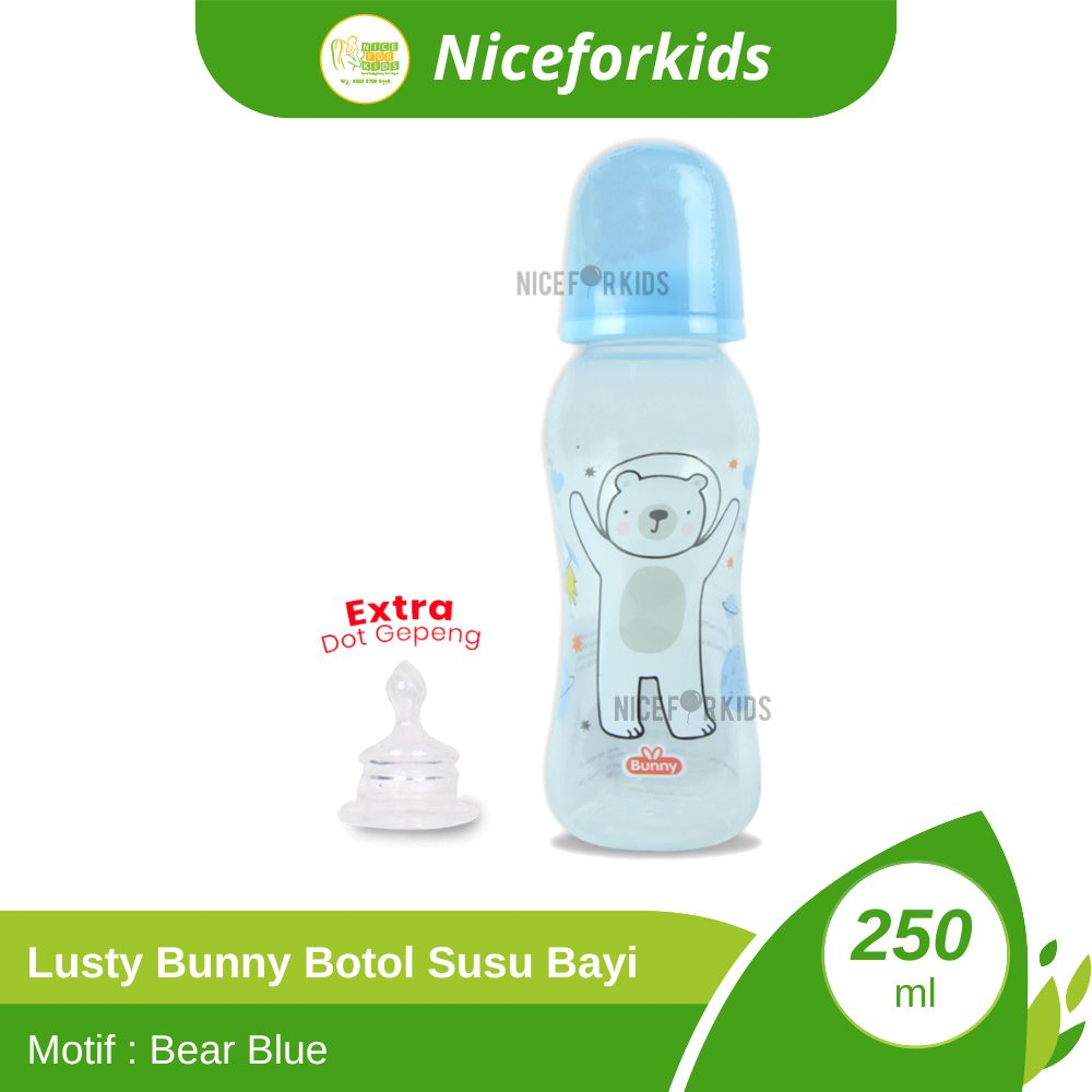 Lusty Bunny Bottle 125 ml / Lusty Bunny Bottle 250 ml / Botol Susu Bayi / Free Dot Gepeng