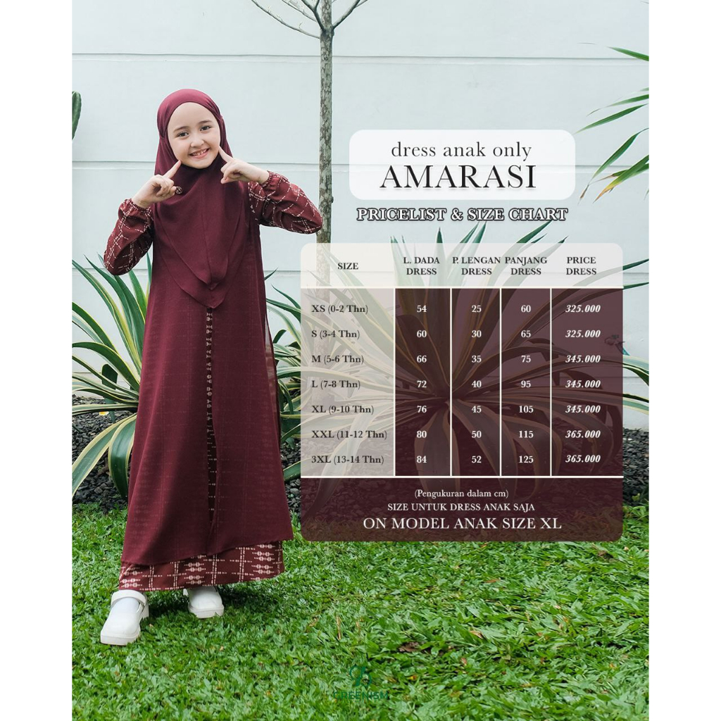 Greenism Sarimbit Amarasi (Maroon) Quality Premium Syar'i - Family Set