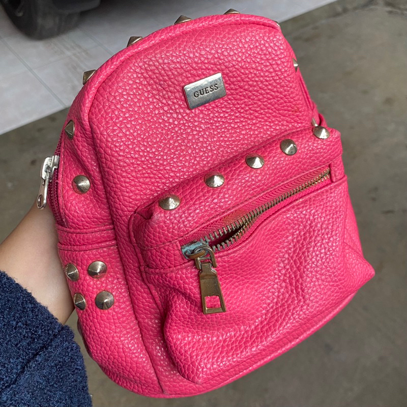 slingbag guess pink fushcia preloved / mini backpack / tas stud