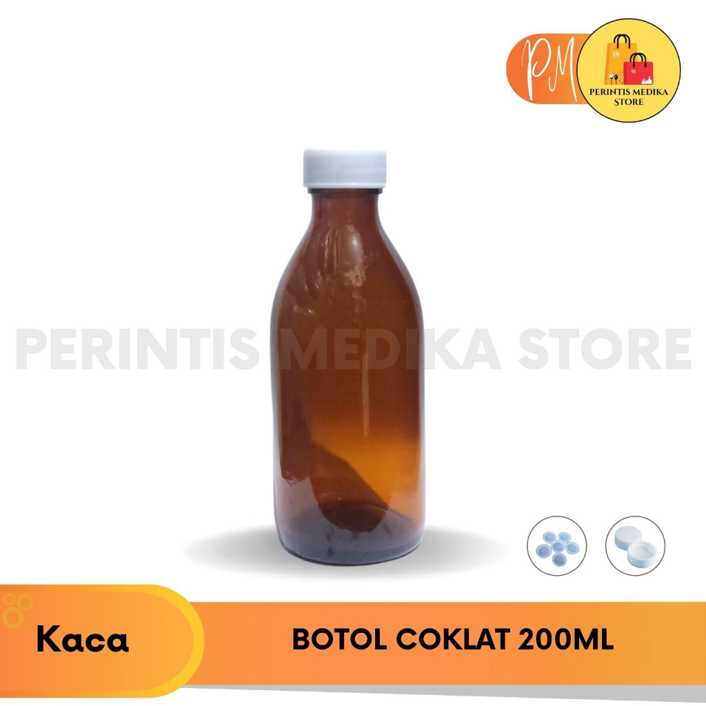 Botol Kaca Coklat 200 ml l Botol 200ml l Botol Amber 200ml - Kaca