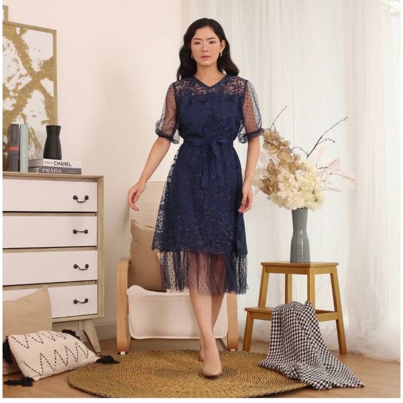 Ken-261 Semi Longdress korea Look A line dress Premium Mewah Semi Long Dress Kondangan wanita Import free Tali Pinggang