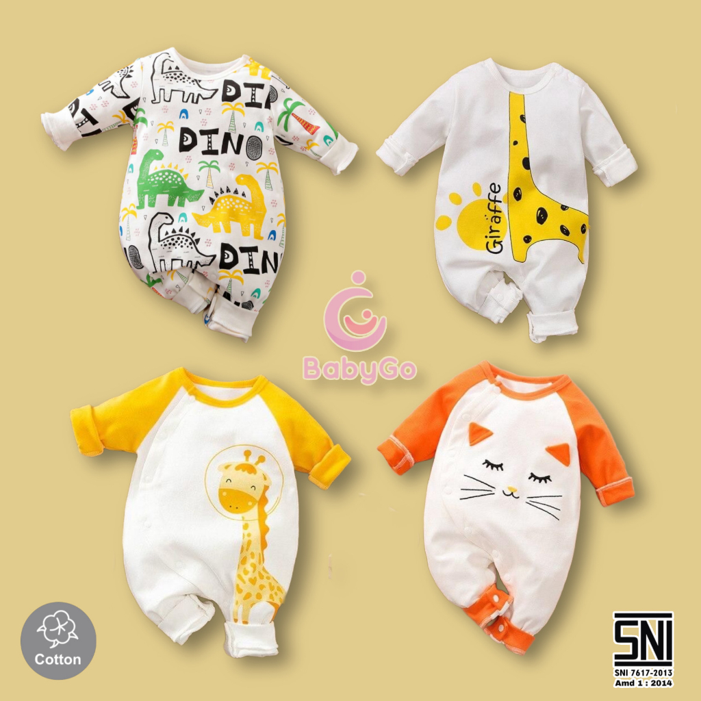 BabyGo Jumper Panjang Bayi Motif / Sleepsuit Bayi Motif Full Print