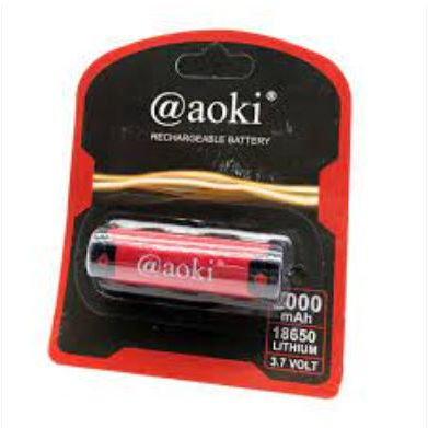 Baterai Aoki Lithium 18650 Kapasitas 2000mAh Asli full Original Aoki Batre Cas Charger Berkualitas Murah Battery 3.7 Volt Rechargeable