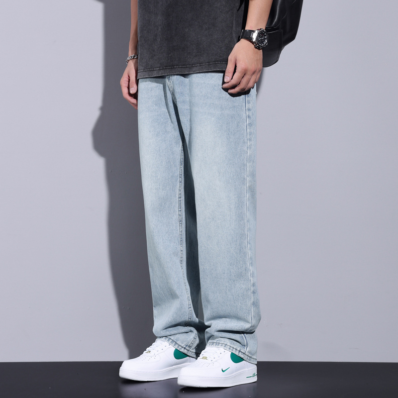 【hiphop】Baggy pants celana jeans pria standar straight loose jeans celana kulot jeans oversize pria longgar dewasa korean style jumbo