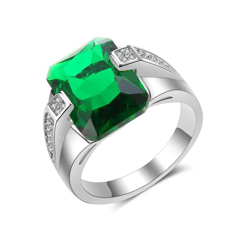 Cincin Zamrud Hijau Ring Perak Minimalis Casual Elegan