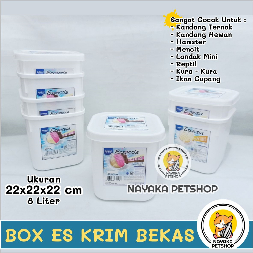 Kandang Hamster Box Es Krim Bekas Indofood 8 Liter Ember Wadah Kotak Ice Cream Eskrim Tempat Ternak Mencit Tikus Reptil Hewan