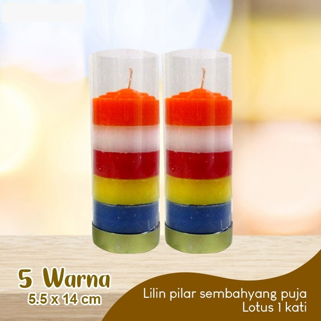 Lilin Puja Sembahyang Waisak Pancawarna 5 Warna 1 Kati 5in 1