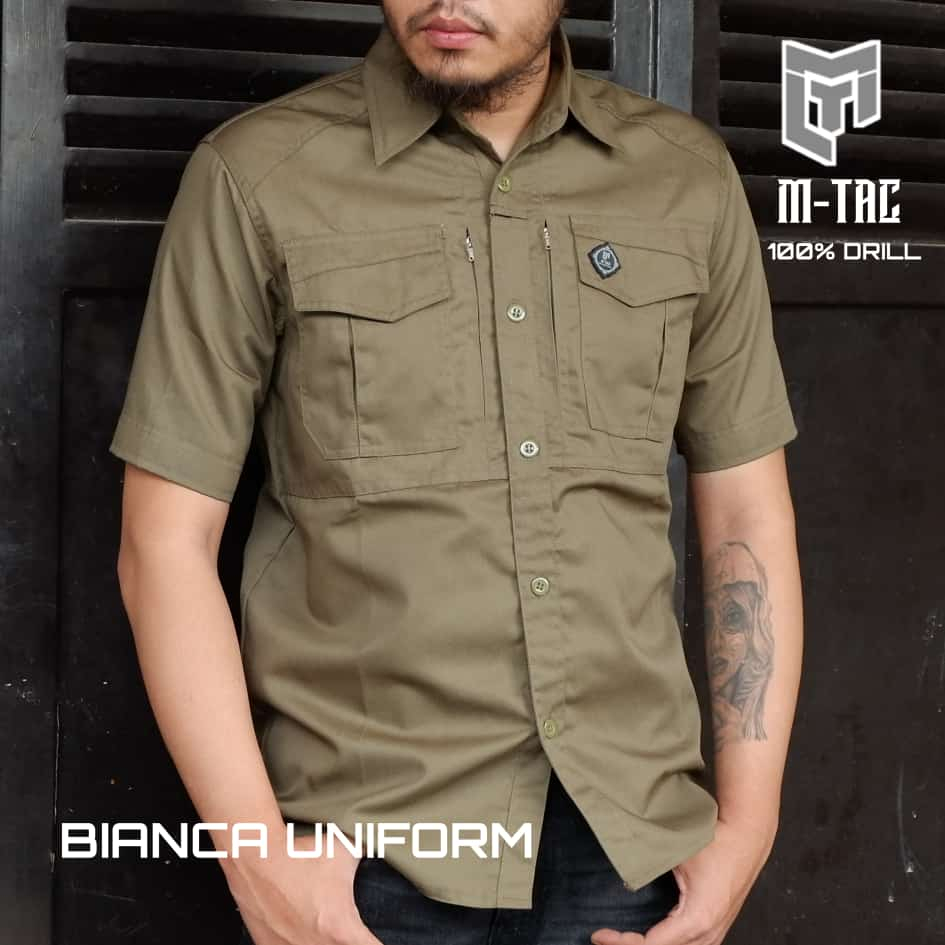 M-tac Kemeja Tactical Pria Lengna Pendek Cotton Drill Baju kemeja Lapangan Outdoor Terbaru