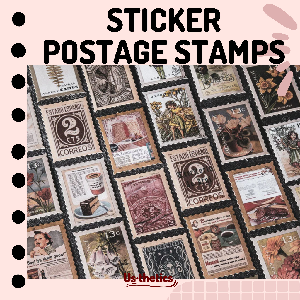 Stiker Perangko vintage | Sticker Vintage Stamps Retro journal bujo aesthetic