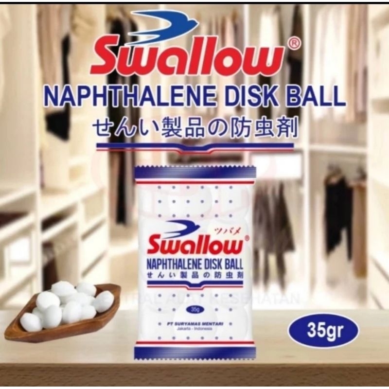 Kamper SWALLOW [1 BUNGKUS Isi 35g] - Kapur Barus Putih / Warna Napthalene Disk Ball Murah Ecer Grosi