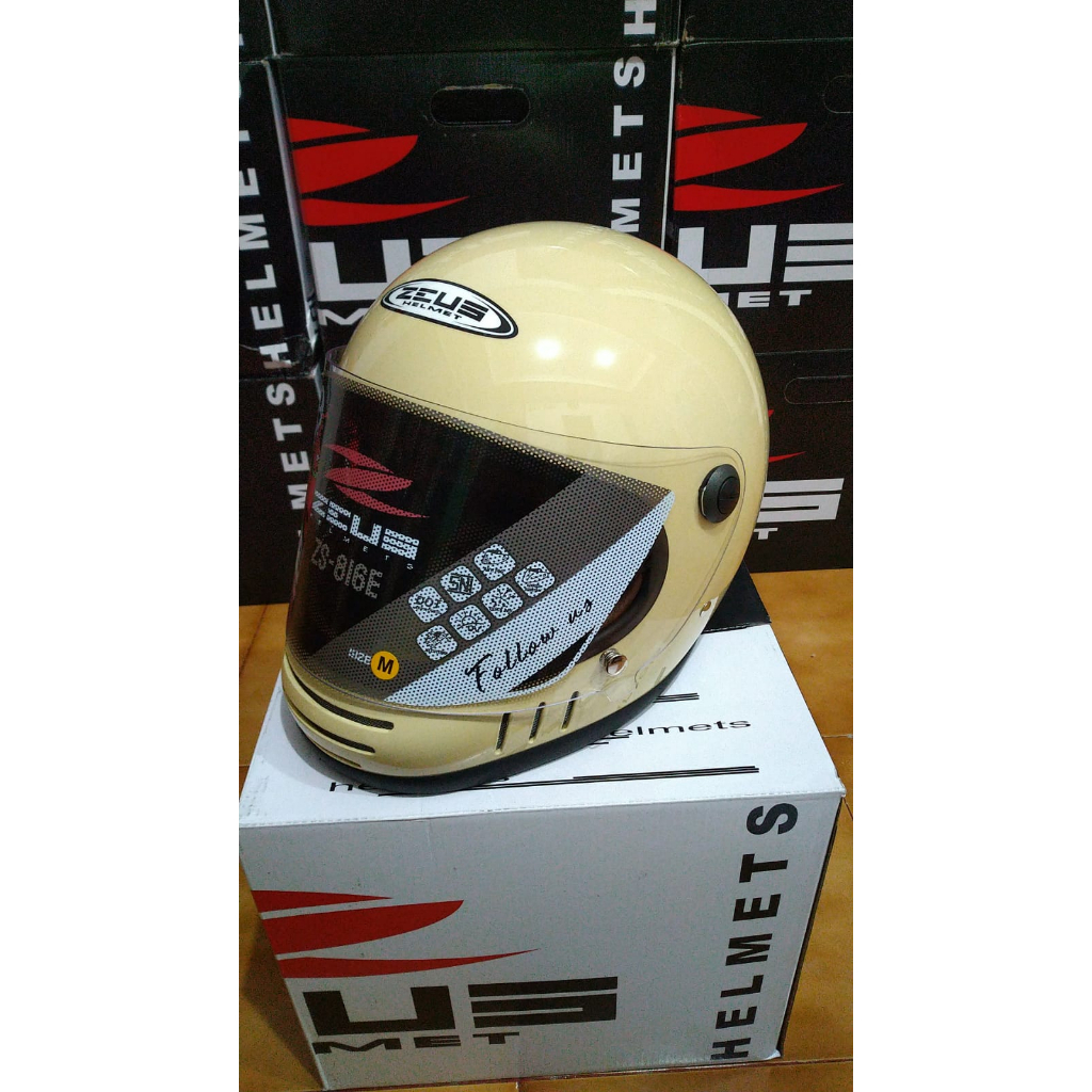 ZEUS HELM ZS 816E - Helm Full Face Vintage - IVORY