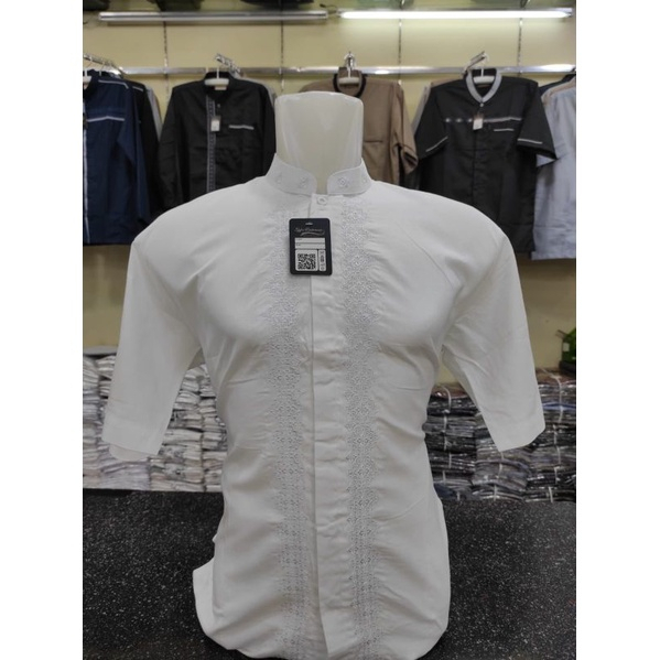 BAJU KOKO LENGAN PENDEK BY SYAHDIKA // BAJU KOKO PUTIH POLOS // KOKO BORDIR PUTIH